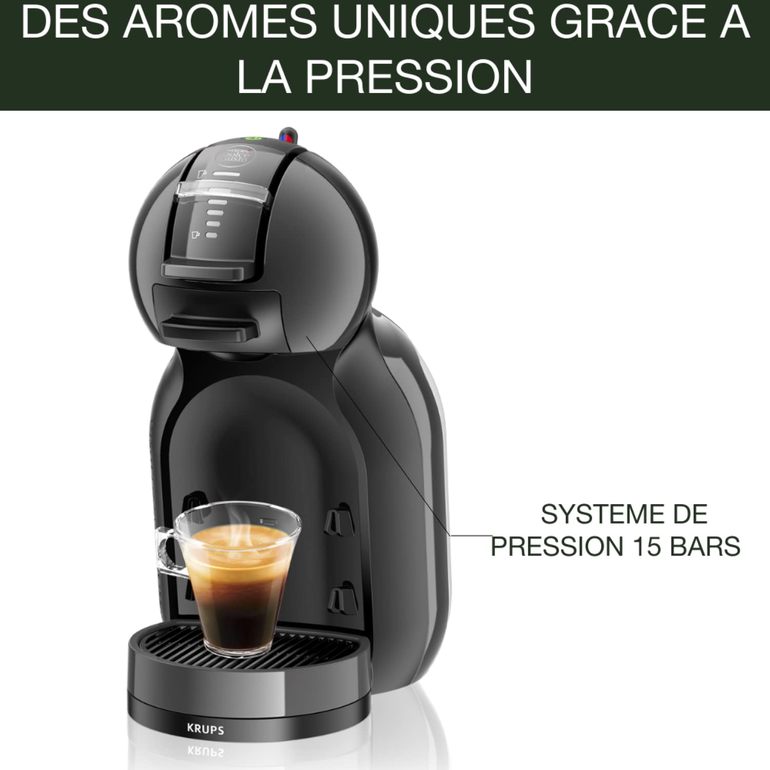 Dolce Gusto Machine à café capsules multi-boissons, 0.8 L, 15 bars, Noir/Anthracite KP123810