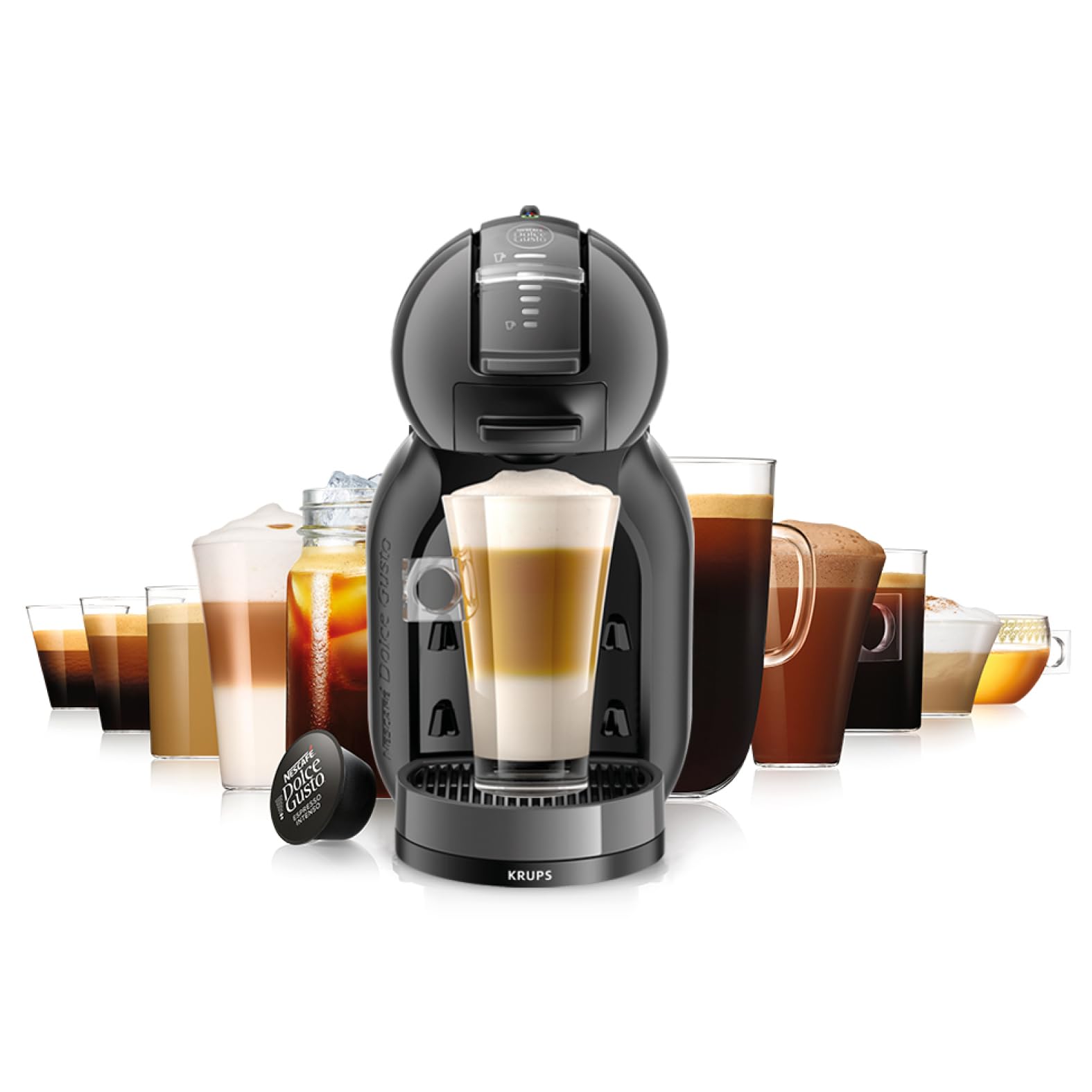 DOLCE GUSTO Mini Me, Machine à café expresso et autres boissons en capsule, automatique, Anthracite, Noir
