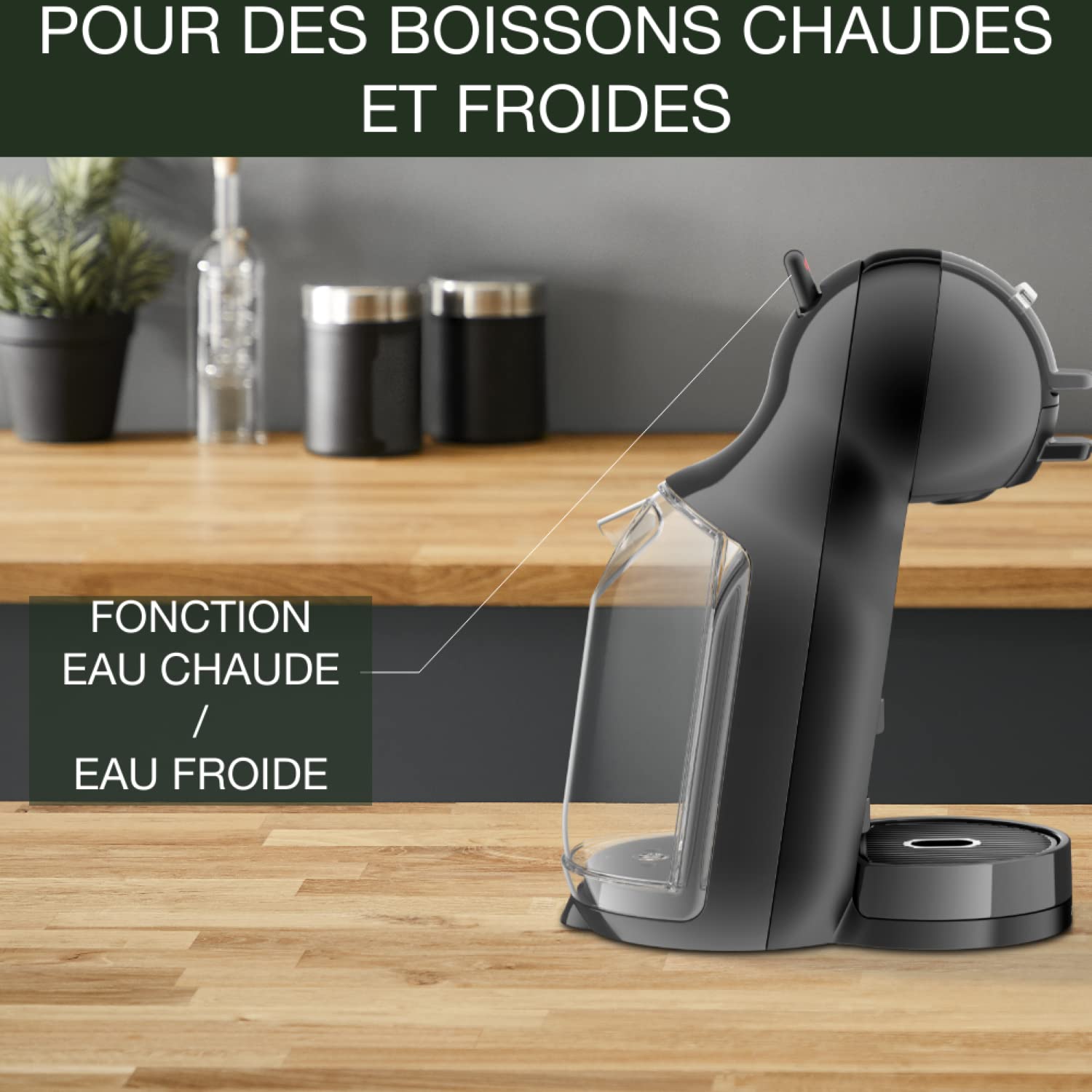 Dolce Gusto Machine à café capsules multi-boissons, 0.8 L, 15 bars, Noir/Anthracite KP123810